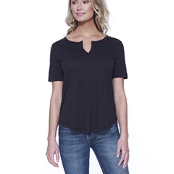 Ladies' Cotton/Modal Slit V-Neck Thumbnail