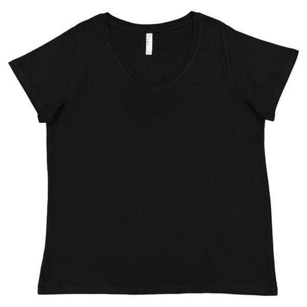 Ladies' Curvy V-Neck Fine Jersey T-Shirt Thumbnail