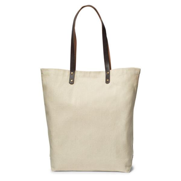Urban Cotton Tote Bag with Leather Handles Thumbnail