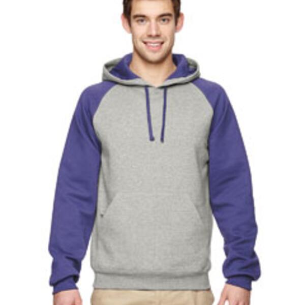 Adult NuBlend® Colorblock Raglan Pullover Hooded Sweatshirt Thumbnail