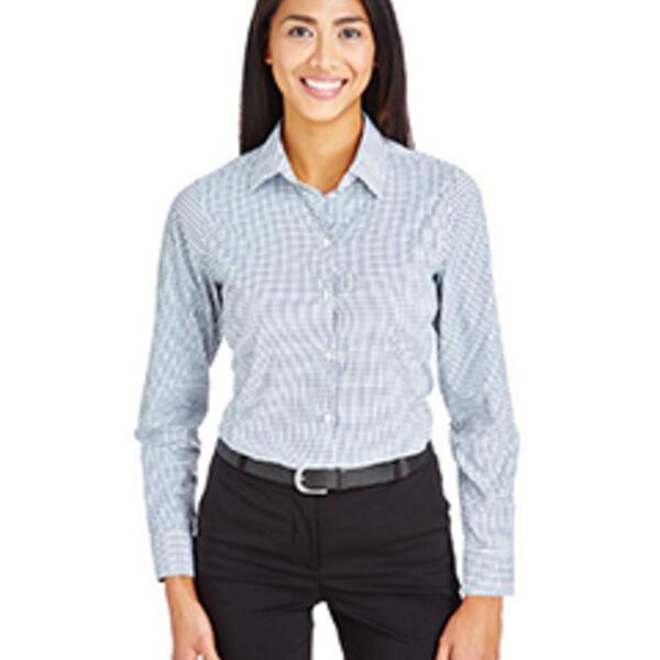 CrownLux Performance® Ladies' Micro Windowpane Woven Shirt Thumbnail