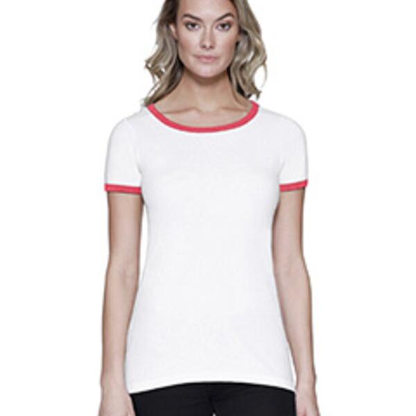 Ladies' CVC Ringer T-Shirt Thumbnail
